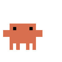 Animated pixel-art orange Claude mascot walking on a dark background.